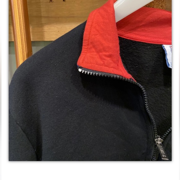 New K-Swiss Quarter Zip Fleece Pullover Men M Black Blue Red White SpellOut Logo - Picture 5 of 5